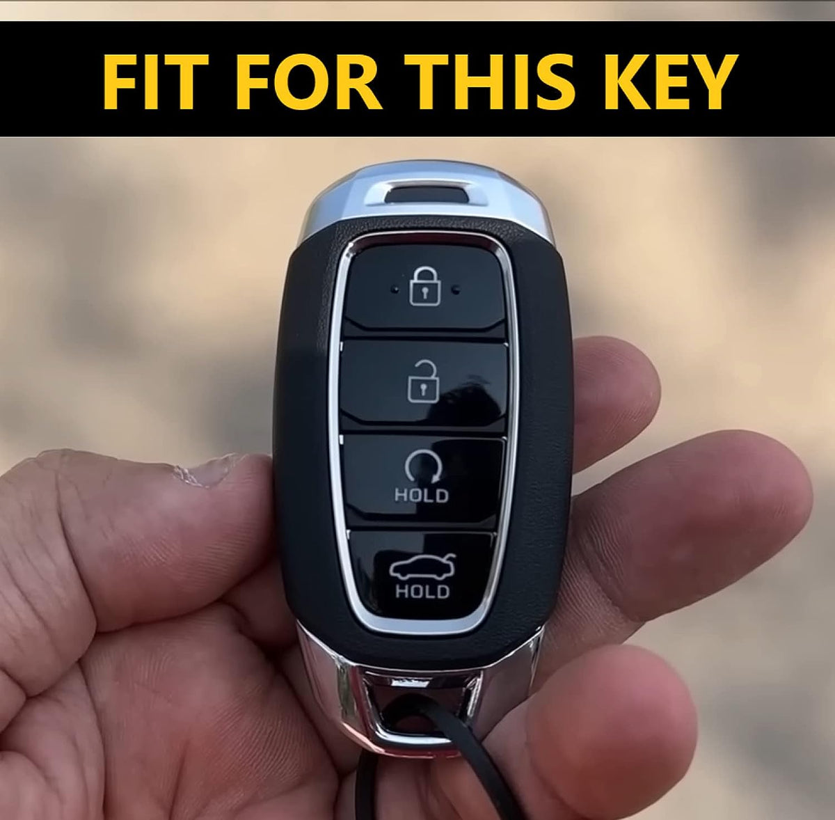 Hyundai Verna/i20 Keyless (4 Button Key) Exclusive Aluminium Alloy Leather 2.0 Keycase with Holder & Rope Chain