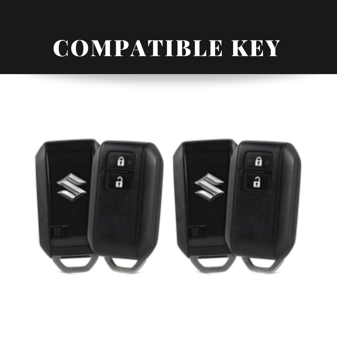 Suzuki 2 Button Key (Baleno, Brezza, S Cross, Swift, Ignis) Premium Batman Metal Alloy Keycase with Holder & Rope Chain
